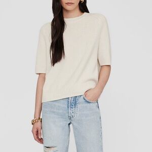 Anine Bing Jackson Cream Short Sleeve Sweater